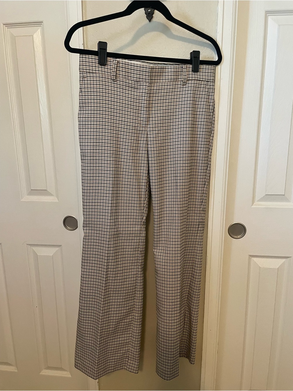 Ann Taylor Houndstooth Jayne Wide-Leg Trouser Pant in Black Tan and Cream